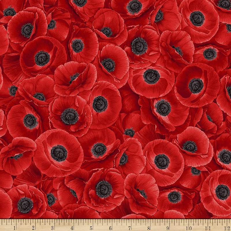 Wild Poppy Packed Poppies Timeless Treasures Cotton Fabric