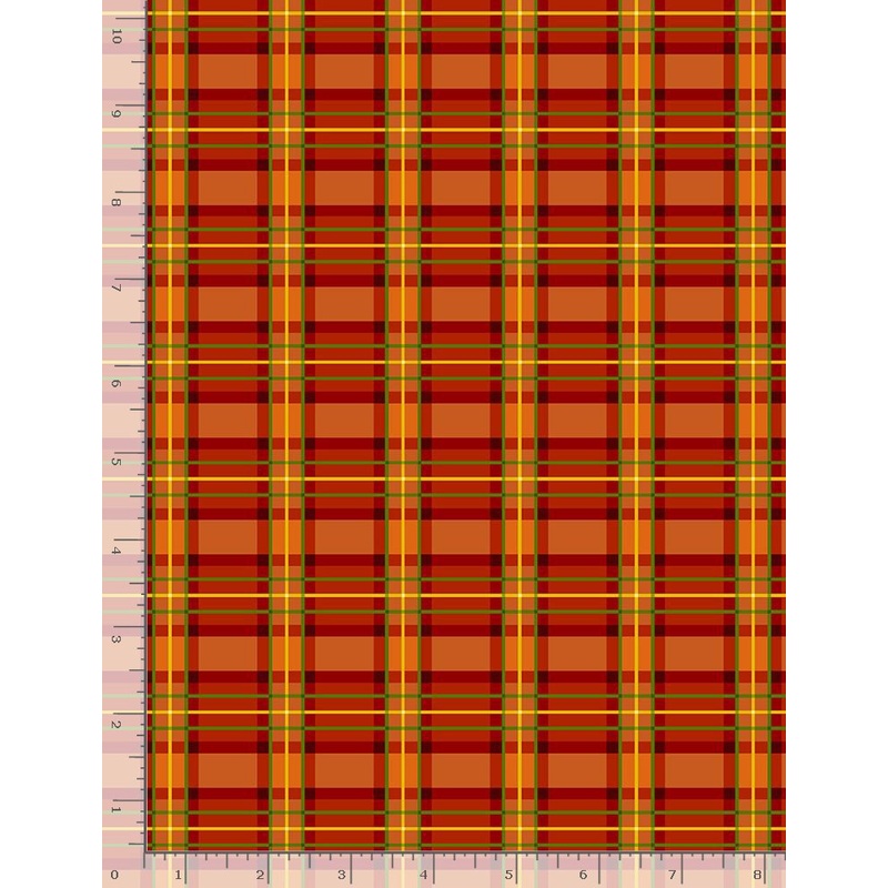 Autumn Leaves Traditional Metallic Harvest Plaid Timeless Treasures Cotton Fabric