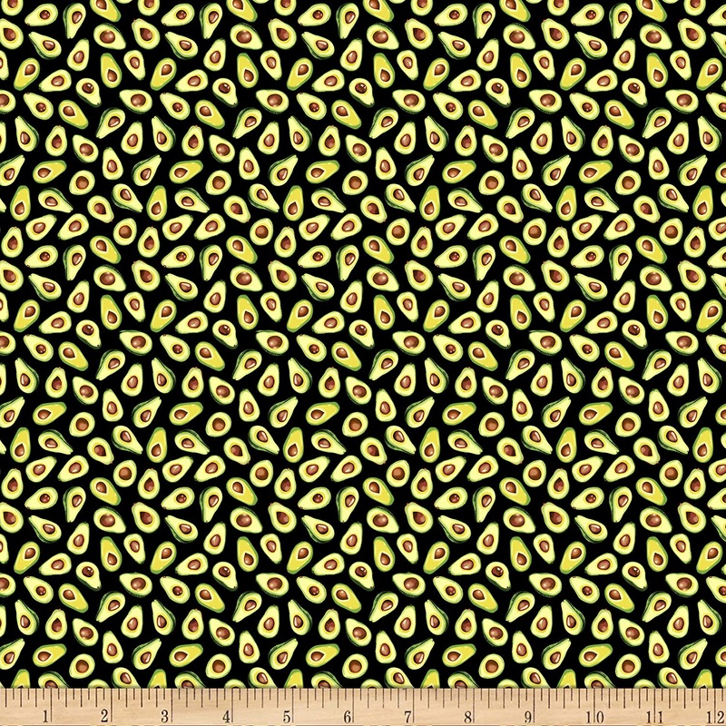 Avocados Slices Mini Black Small Wonders Gail Cadden Timeless Treasures Cotton Fabric
