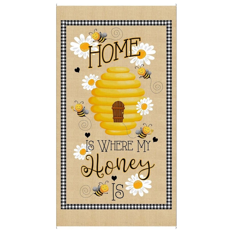 Bee Hive Sweet Home Panel 24" Home is where my honey is Gail Cadden Timeless Treasures Cotton Fabric