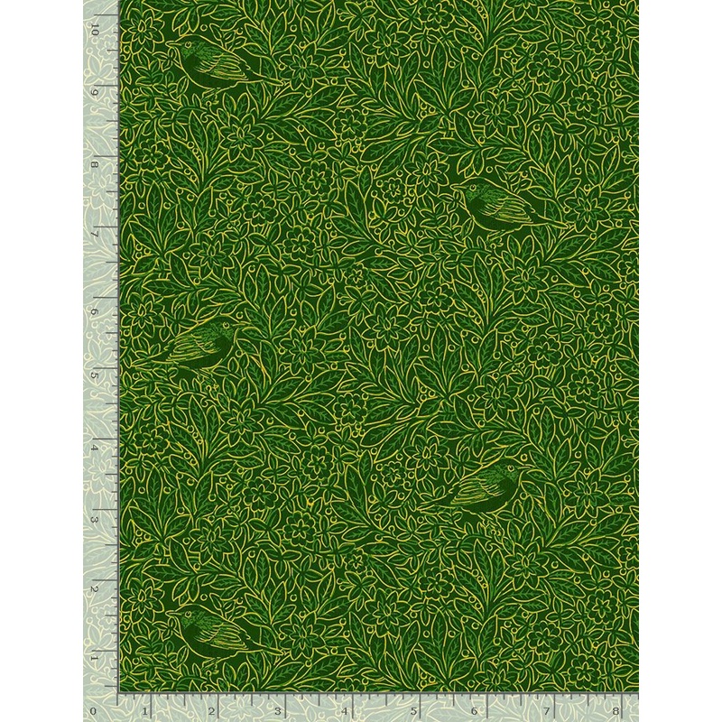 Christmas Joy Green Metallic Forest Foile Timeless Treasures Cotton Fabric