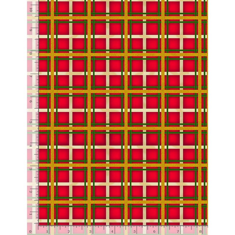 Christmas Joy Red Metallic Holiday Plaid Timeless Treasures Cotton Fabric