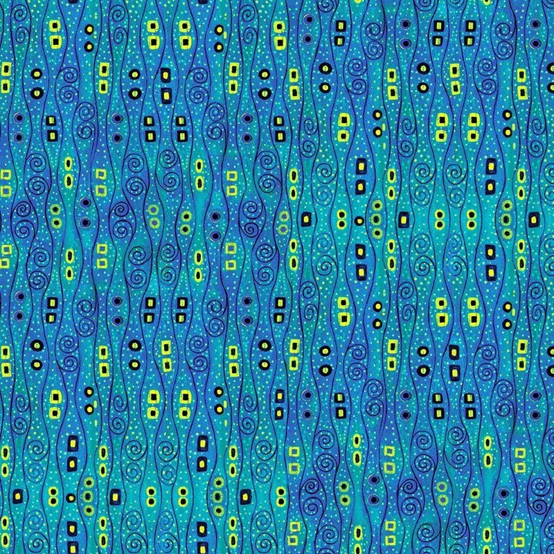 Cleo The Multiverse Abstract Bejeweled Stripes Turquoise Chong-A Hwang Timeless Treasures Cotton fabric TT-CLEO-CM1886-Turq