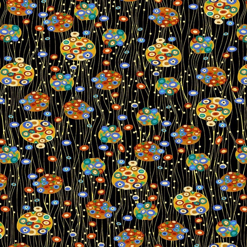 Cleo The Multiverse Bejeweled Abstract Floating Circles Black Chong-A Hwang Timeless Treasures Cotton fabric TT-CLEO-CM1882-Black
