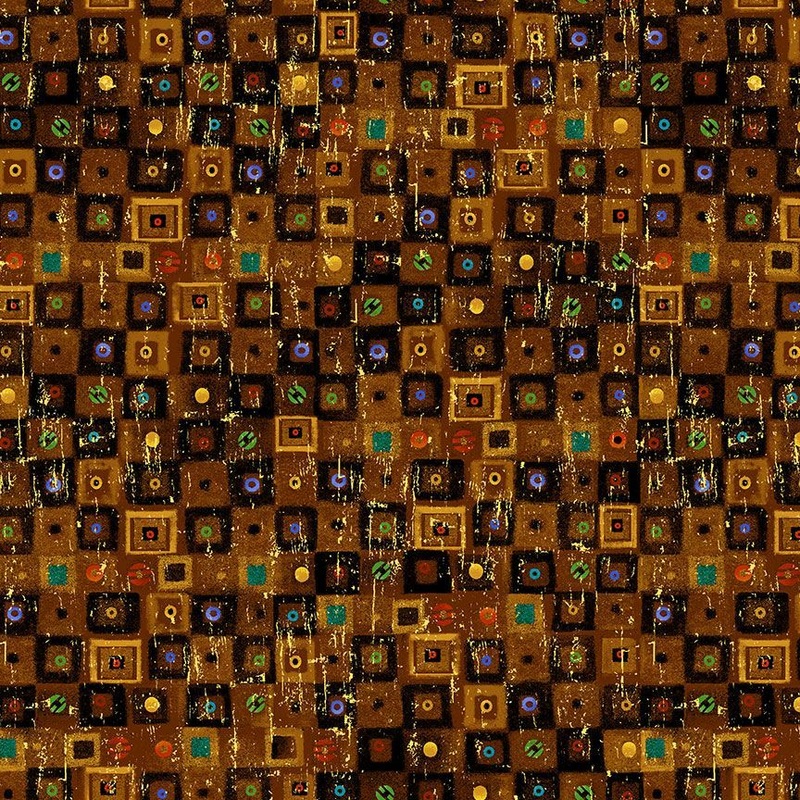 Cleo The Multiverse Bejeweled Square Brown Chong-A Hwang Timeless Treasures Cotton fabric TT-CLEO-CM1884