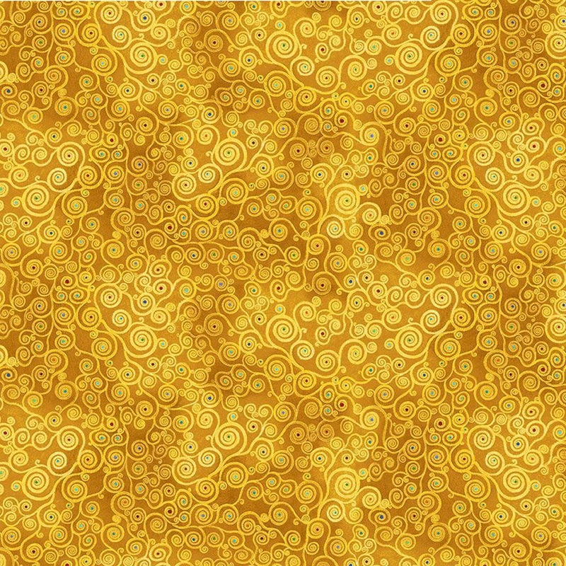 Cleo The Multiverse Golden Swirls Chong-A Hwang Timeless Treasures Cotton fabric TT-CLEO-CM1885-Gold