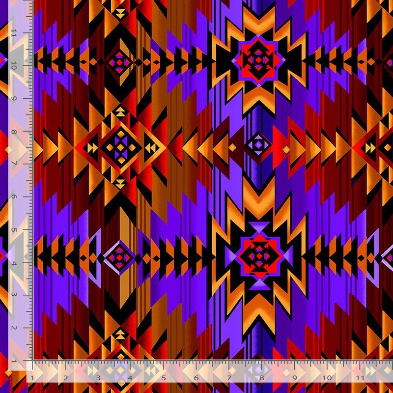 Desert Dreams Southwestern Blanket Stripe Purple and Orange Timeless Treasures Cotton Fabric