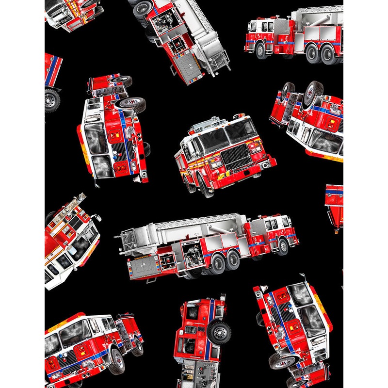 Fire and Rescue Tossed Fire Trucks Fire Department Timeless Treasures Cotton Fabric