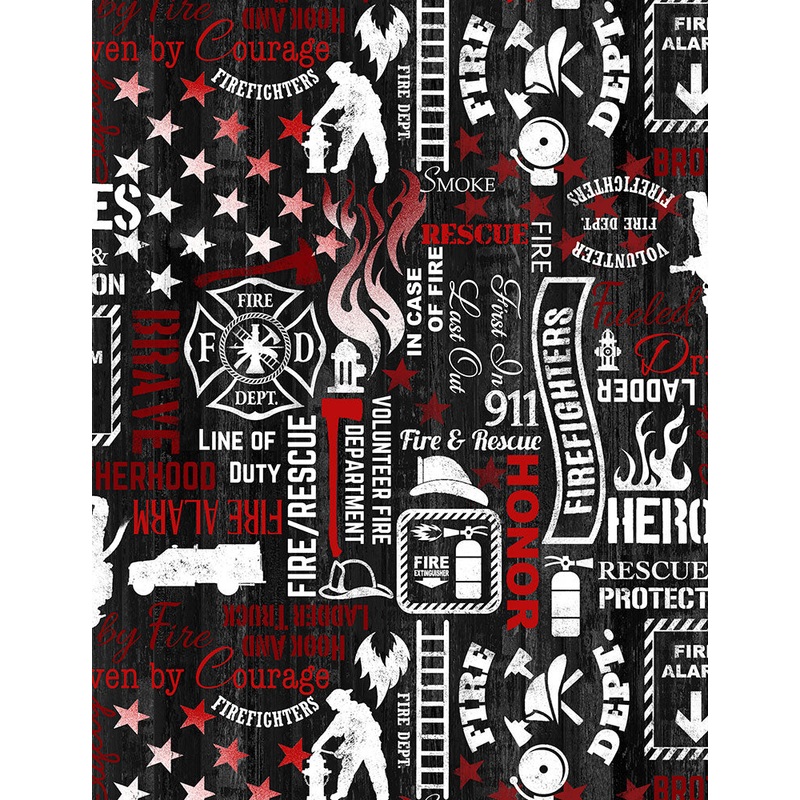 Fire Rescue Firefighter Words Timeless Treasures Cotton Fabric