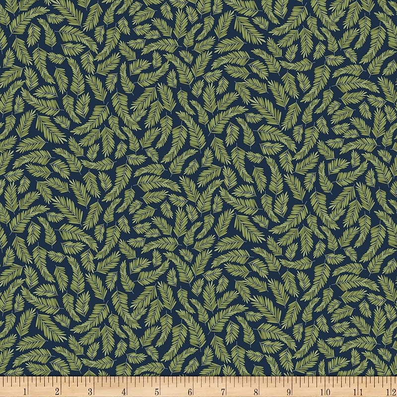 Forest Palm Trees Navy Little Bit of Magic Fleur Timeless Treasures Cotton Fabric