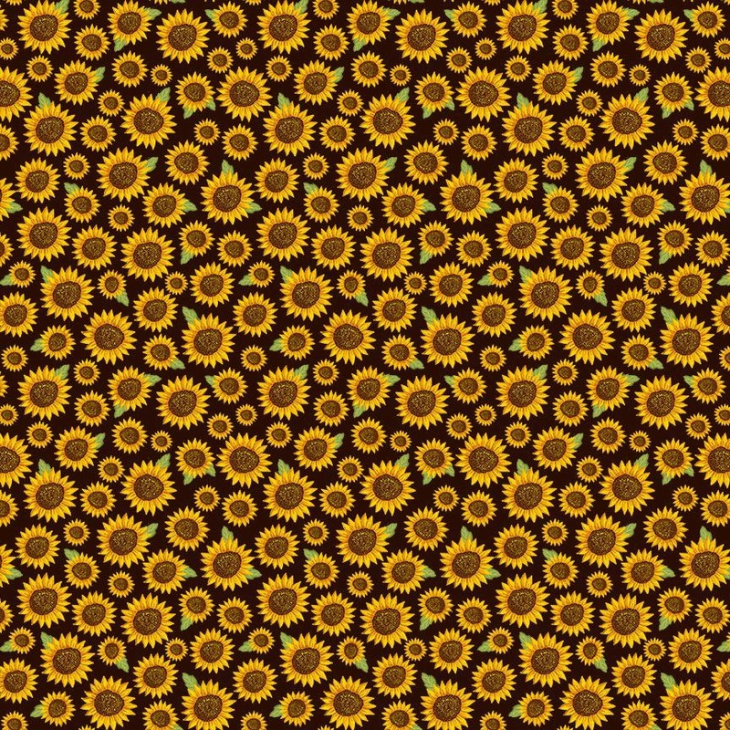Hello Fall Sunflowers Autumn Beauty Brown Gail Cadden Timeless Treasures Cotton Fabric
