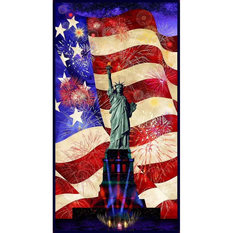 Lady Liberty Lady Of Liberty & Flag Panel Multi Chong-A Hwang Timeless Treasures Cotton Fabric
