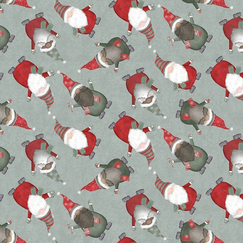 Let it Snow Tossed Holiday Gnome Grey Gail Cadden Timeless Treasures Cotton Fabric