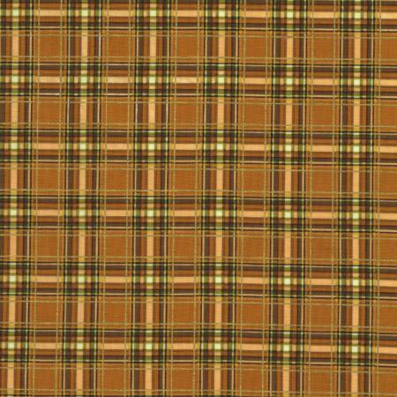 Plaid Gold and Brown Holiday Bloom Gold Harvest Timeless Treasures Cotton Fabric