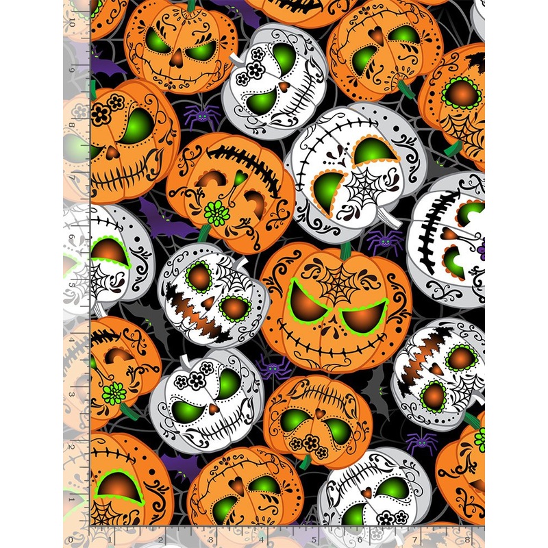 Pumpkins Glow Dark Eyes You Timeless Treasures Cotton Fabric