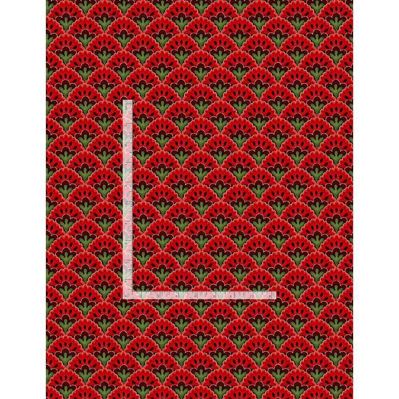 Rose Gilded Red Metallic Geo Red Chong-A Hwang Timeless Treasures Cotton Fabric