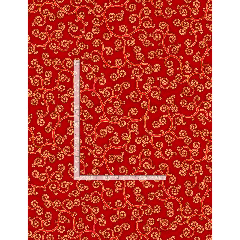 Rose Gilded Rose Metallic Curl Red Chong-A Hwang Timeless Treasures Cotton Fabric