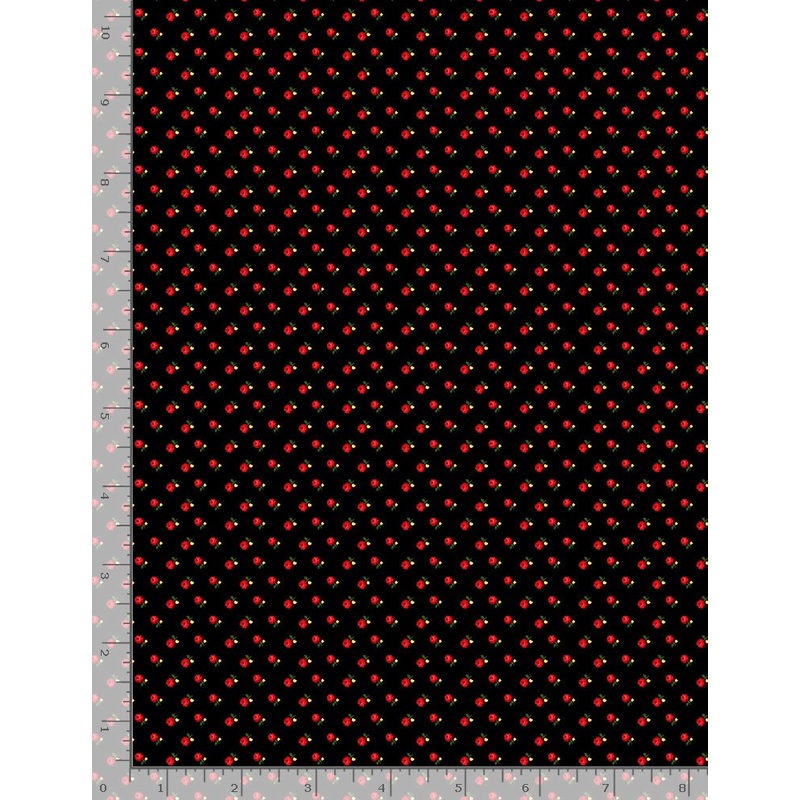 Rose Gilded Rose Red Metallic Ditsy Roses Black Chong-A Hwang Timeless Treasures Cotton Fabric