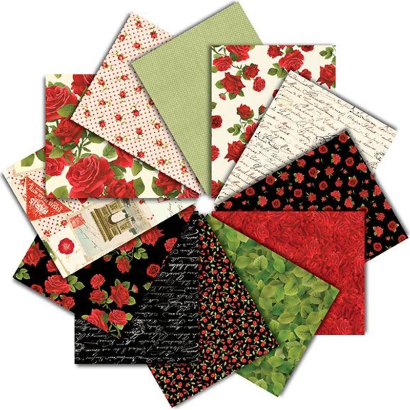 Vintage Rose Fat Quarter Bundle 18"X21" 12 pcs per pack Timeless TreasuresCotton Fabric