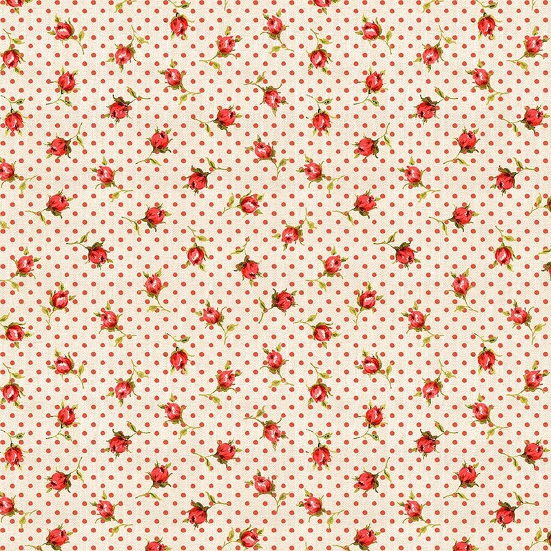 Vintage Rose Small Roses and Dots Cream Timeless Treasures Cotton Fabric