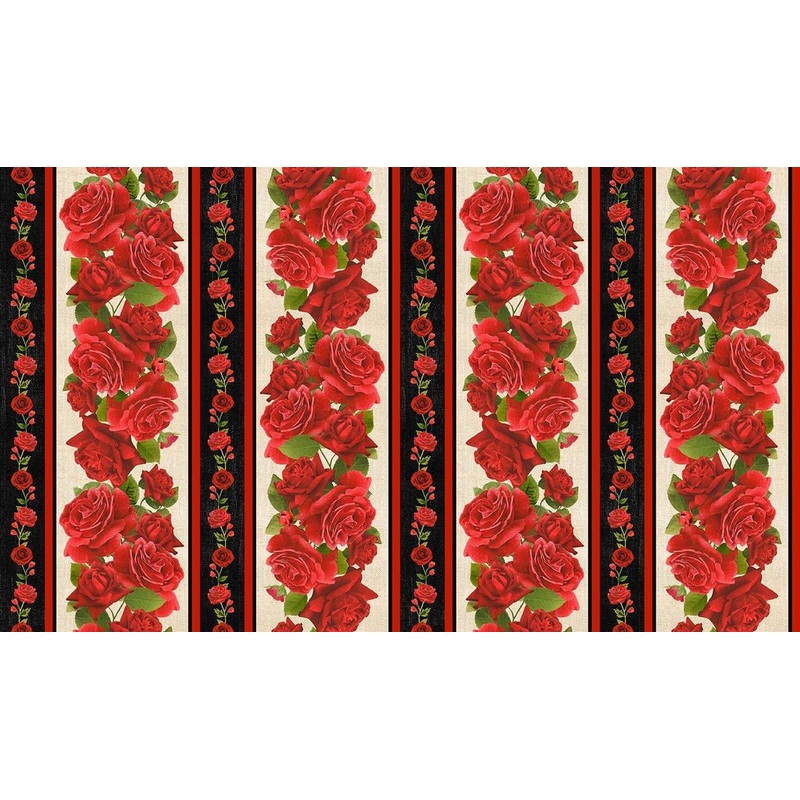 Vintage Rose Vintage 11" Stripe Rose Florals Multi Timeless Treasures Cotton Fabric