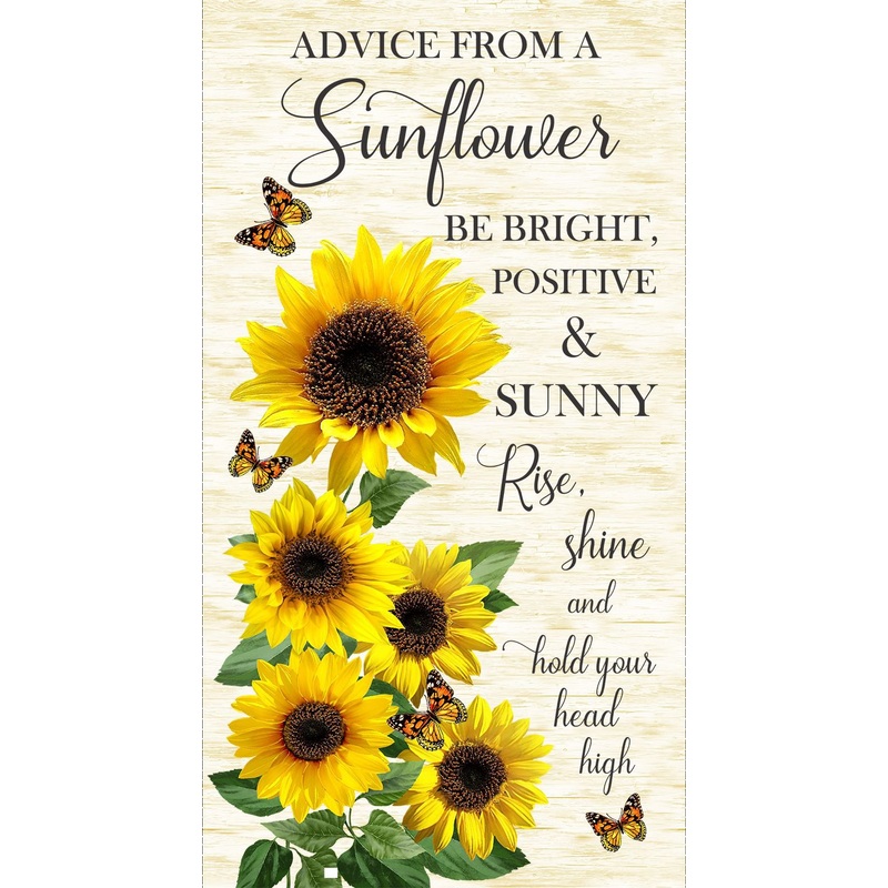 Advice From A Sunflower Panel 24" Cream Timeless Treasures Cotton Fabric