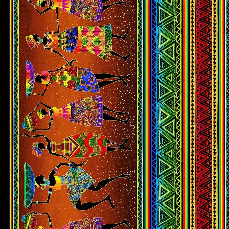 African Sunset Stripes Multi Metallic Chong-A Hwang Timeless Treasures Cotton Fabric