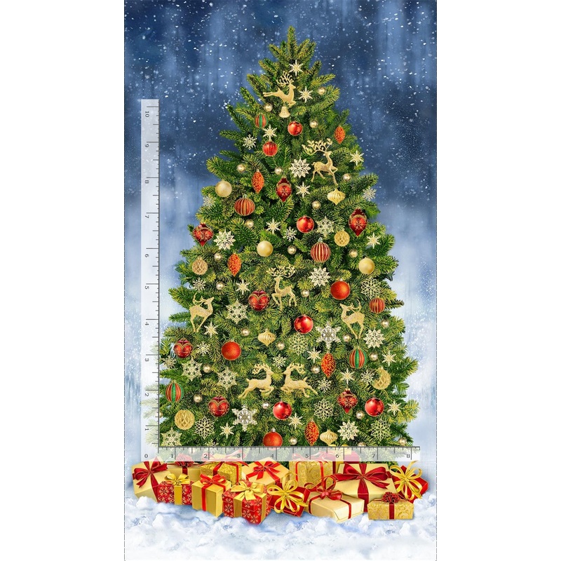 Christmas Magic Fancy Christmas Tree Panel 24" Multi Timeless Treasures Cotton Fabric