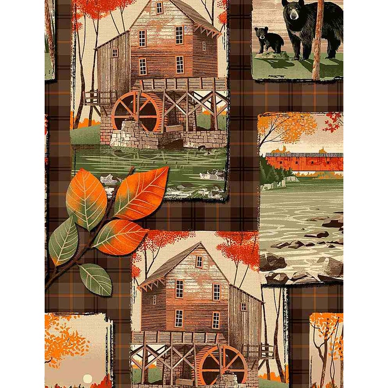 Country Fall Collage Panel 23" Timeless Treasures Cotton Fabric