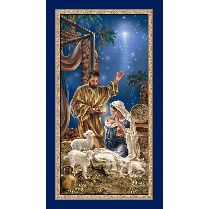 Holy Night Nativity Panel 24" Dona Gelsinger Timeless Treasures Cotton Fabric