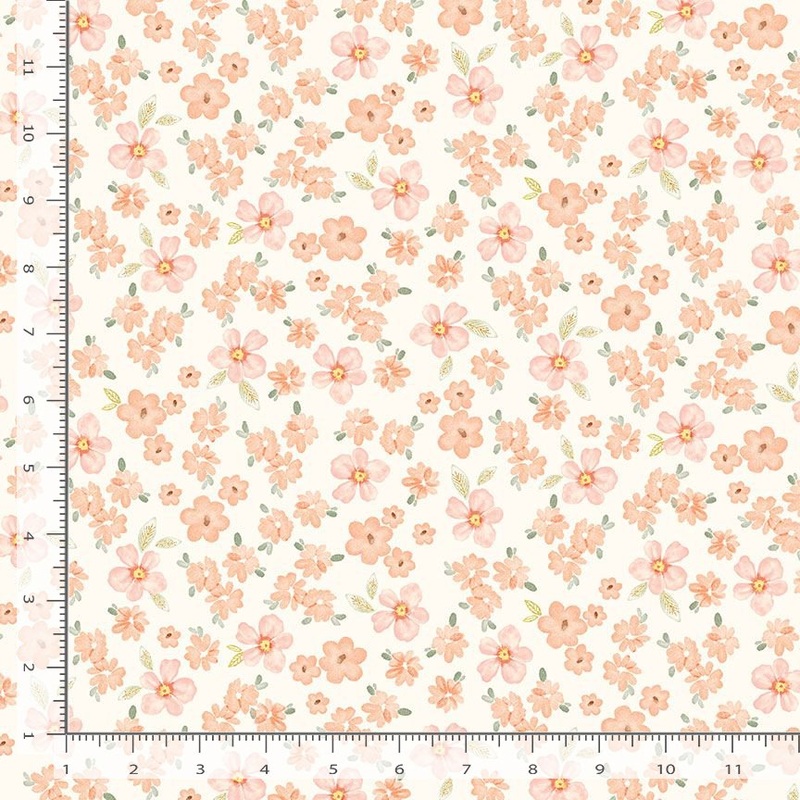 Home Sweet Home Tossed Pretty Flowers Cream Timeless Treasures Cotton Fabrics