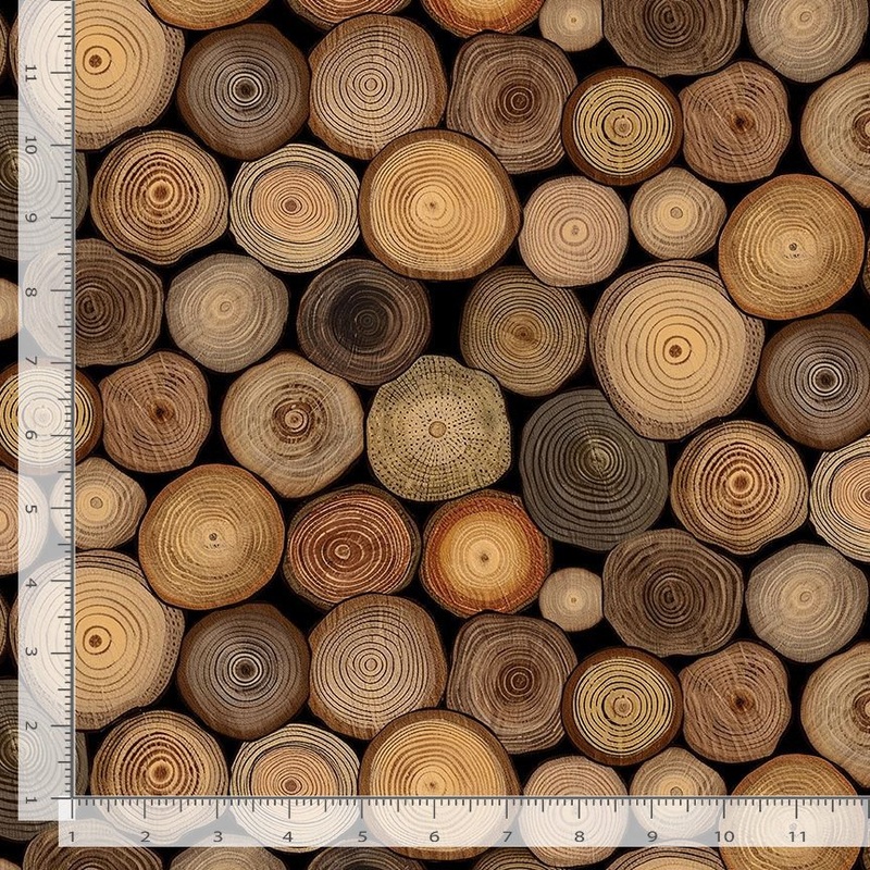 Lakeside Cabin Wood Cuts Packed Logs Wood Brown George McCartney Timeless Treasures Cotton Fabric