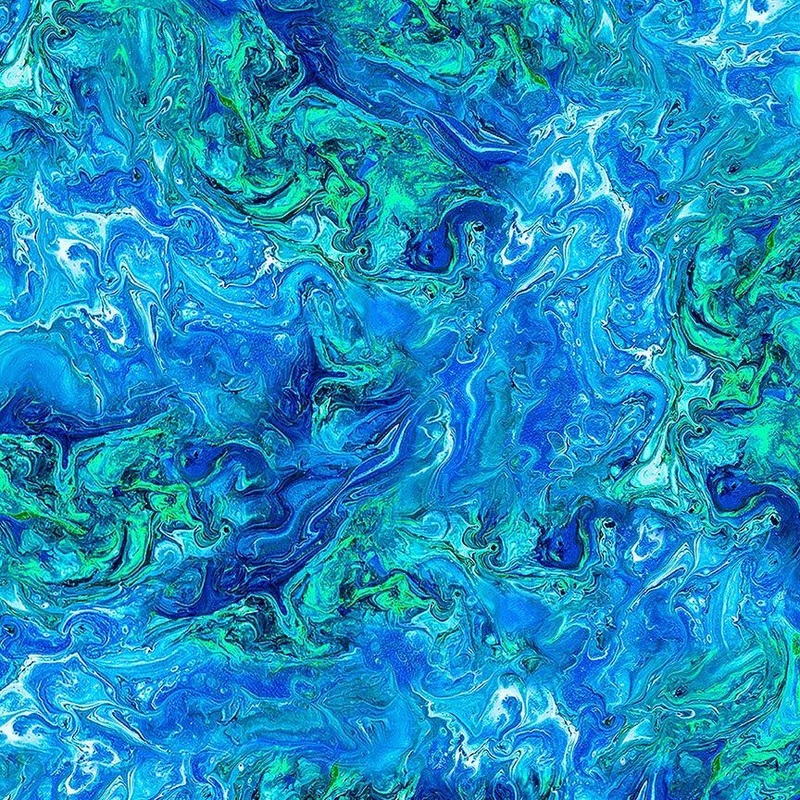 Natures Glow Abstract Marble Texture Blue Timeless Treasures Cotton Fabric