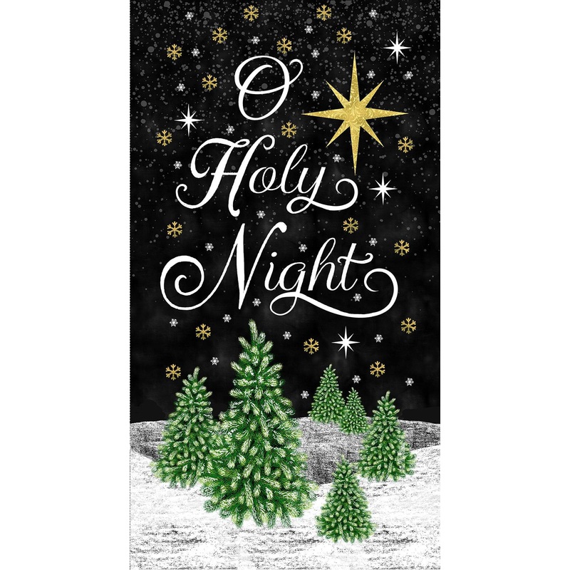 O Holy Night Chalkboard Panel 24" Black Gail Cadden Timeless Treasures Cotton Fabric