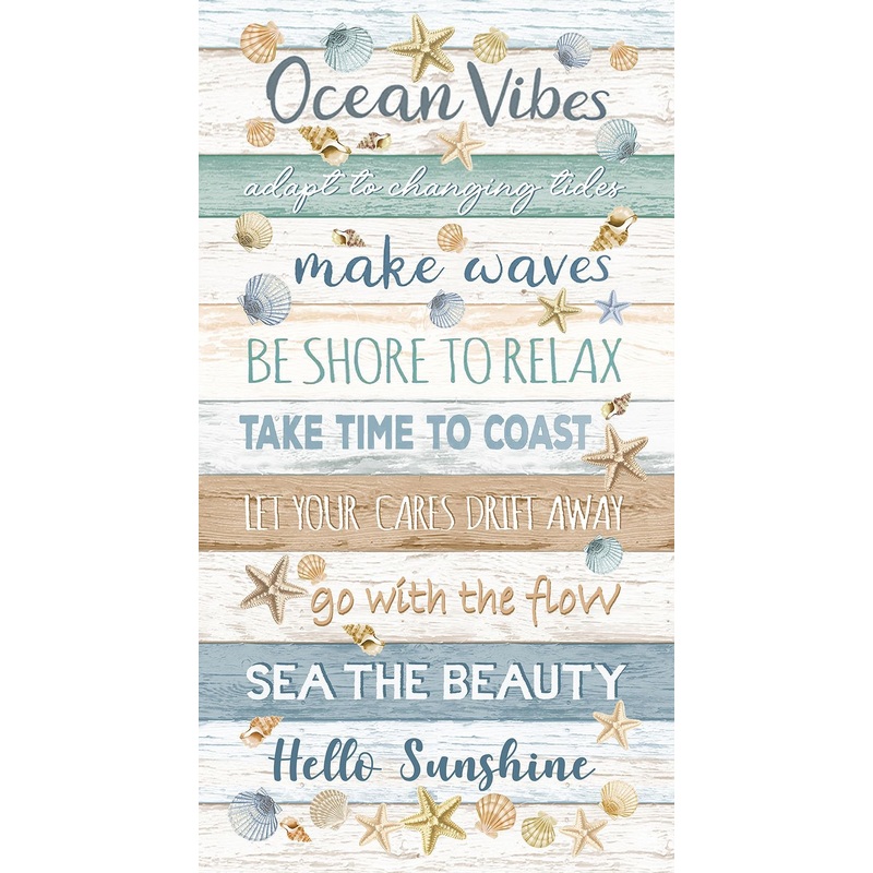 Ocean Vibes Panel 24" Ocean Cream Timeless Treasures Cotton Fabric