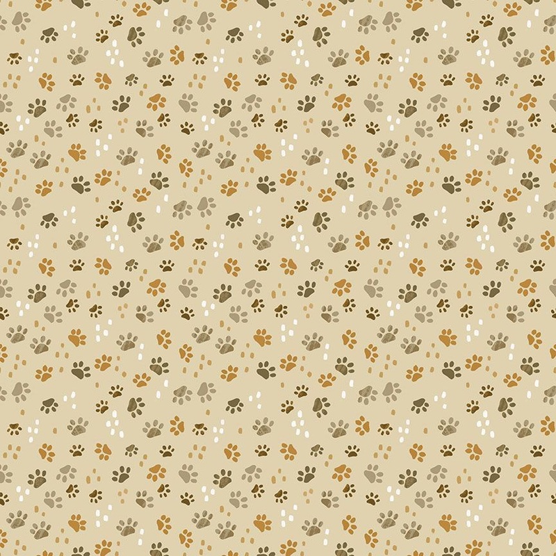 Purrfect Life Cat Paw Prints Beige Olivia Gibbs Timeless Treasures Cotton Fabric