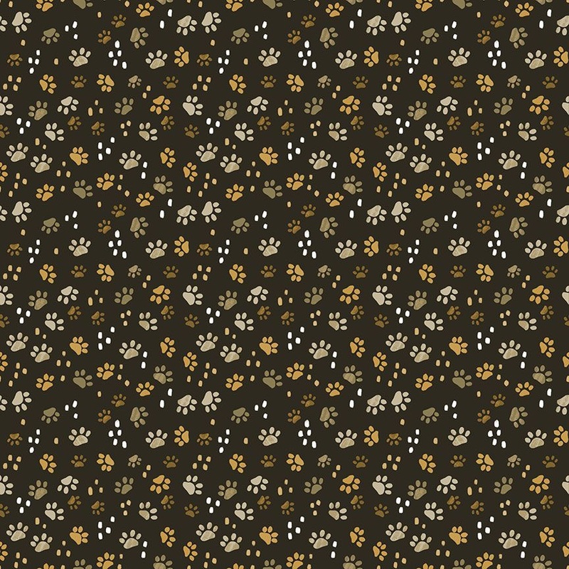 Purrfect Life Cat Paw Prints Brown Olivia Gibbs Timeless Treasures Cotton Fabric
