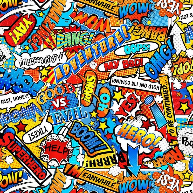 Superhero Action Comic Marvel Hero Icons Blue Panel 24 Timeless Treasures Cotton Fabric