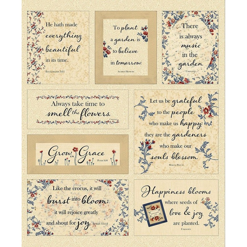 Victory Garden Grow Grace Panel 36" Beige Wing and Prayer Timeless Treasures Cotton Fabric