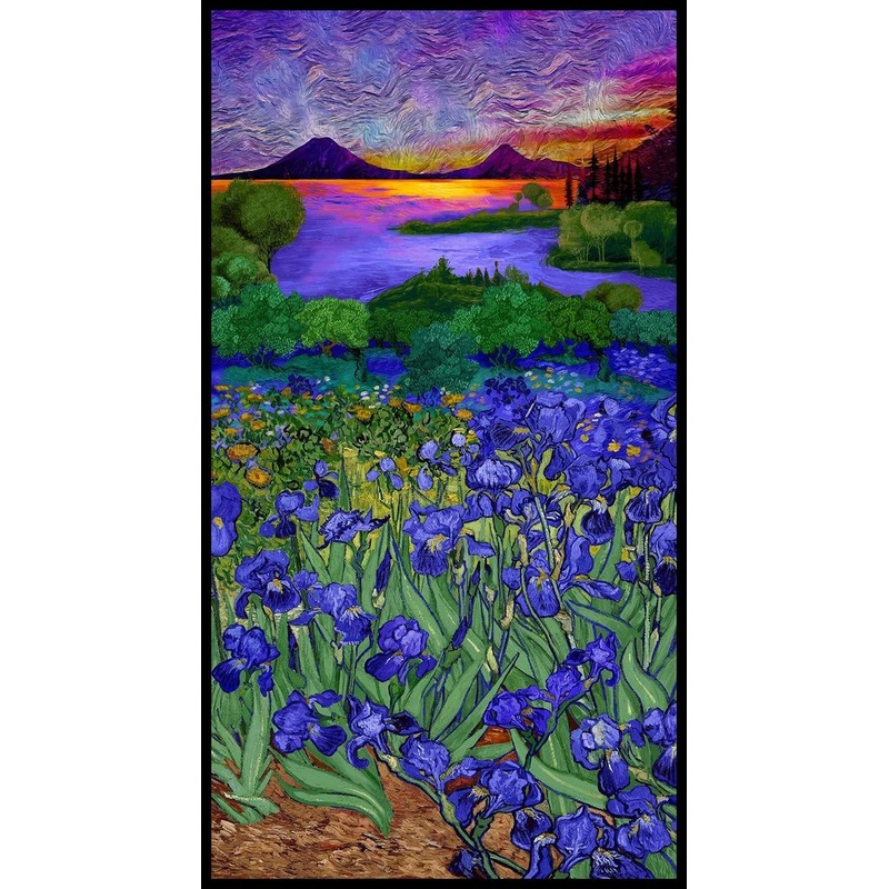 Wild Iris Landscape Panel 24 Multi Chong-A Hwang Timeless Treasures Cotton Fabric