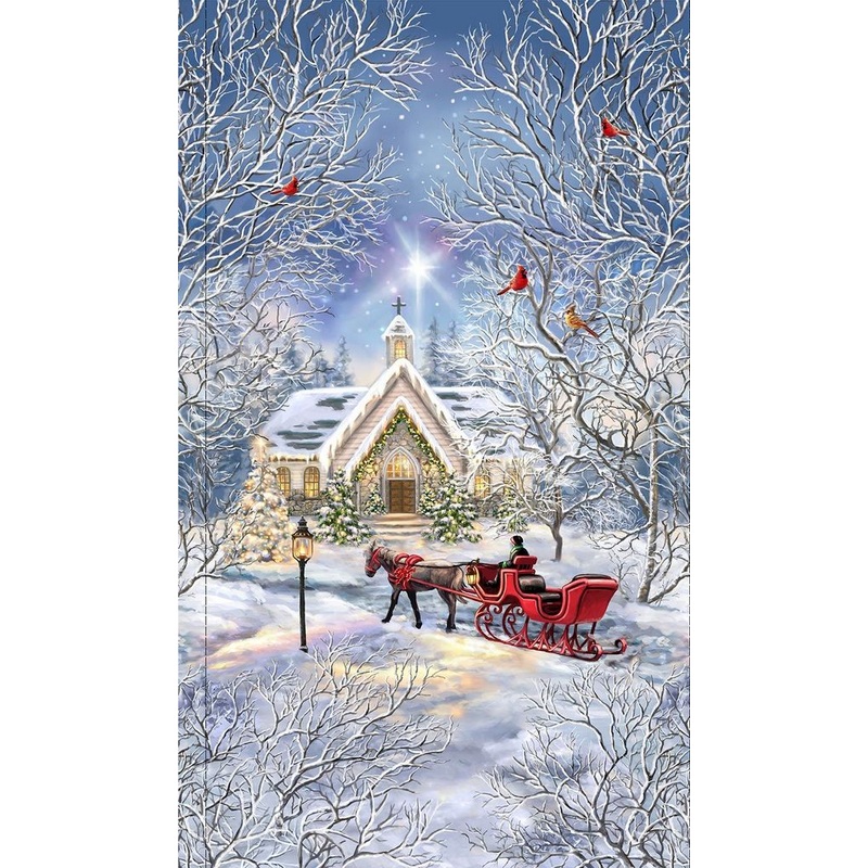 Winter Prayer Winter Blessing Chapel Panel 24" Dona Gelsinger Timeless Treasures Cotton Fabric
