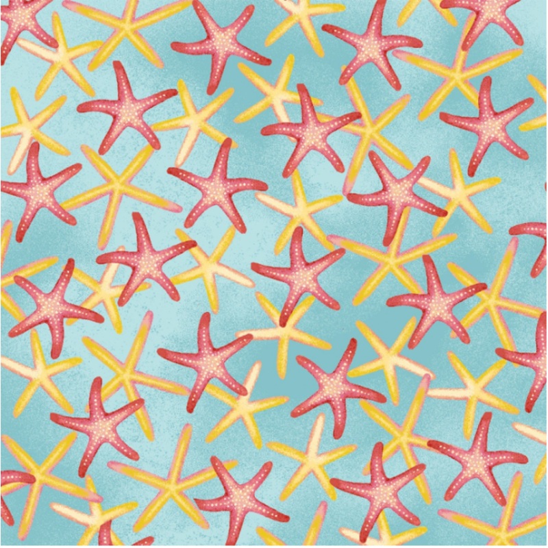 Coral Reef Aqua Starfish Windham Cotton WF-42670-1
