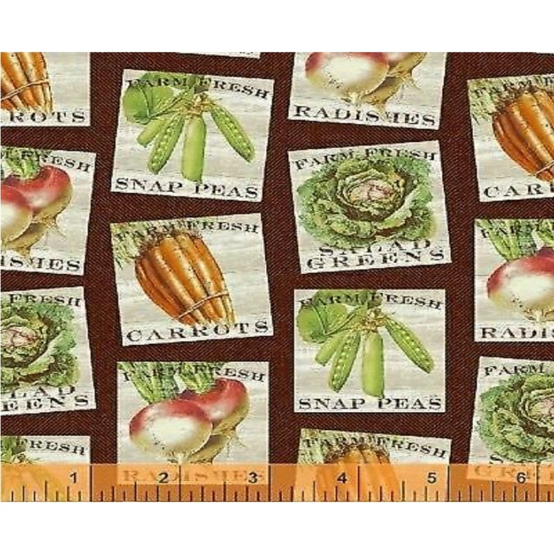 Marketplace Farm Fresh Seed Packets Vegetables Sue Schlabach Windham Cotton Fabric