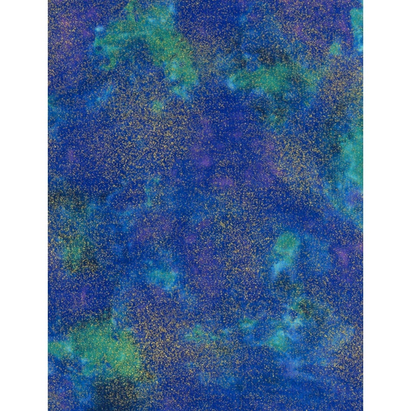 Shimmer Island Blue Green and Gold Dots Metallic Chong-A-Hwang Timeless Treasures Cotton Fabric