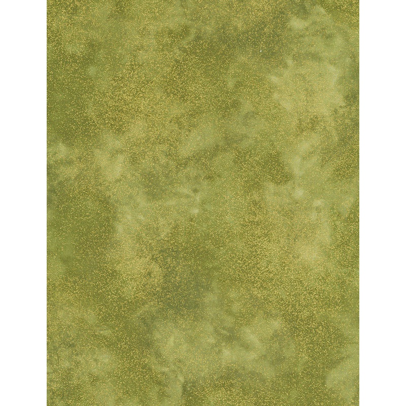 Shimmer Moss Green Gold Metallic Chong-A-Hwang Timeless Treasures Cotton Fabric