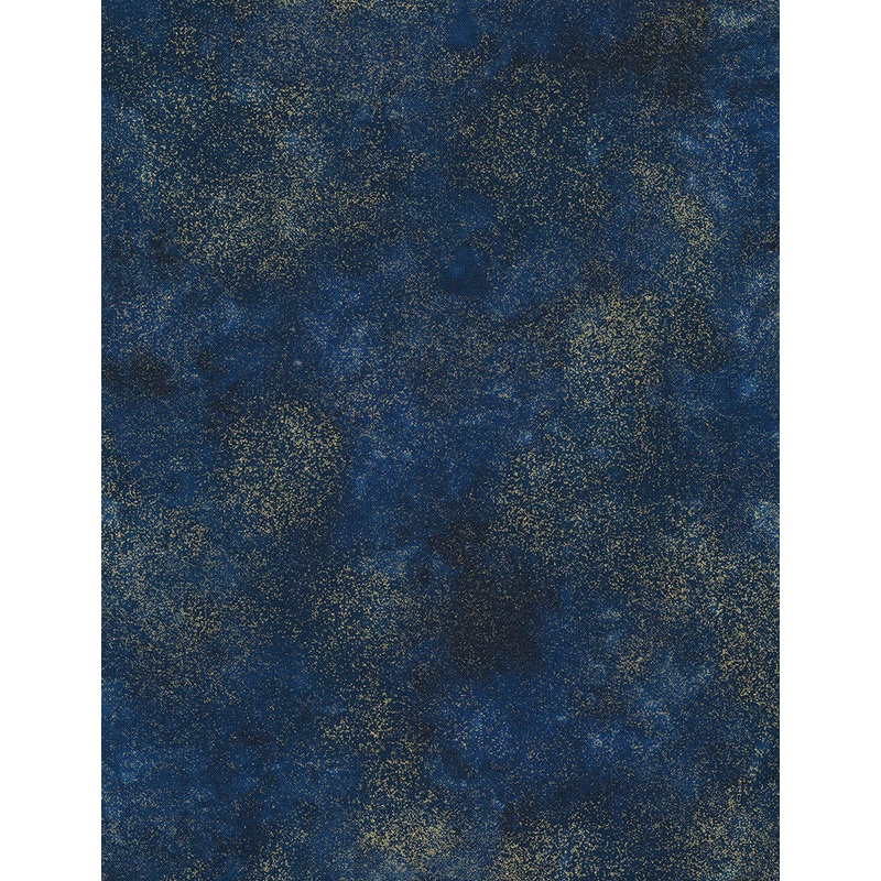 Shimmer Navy Blue Gold Metallic Chong-A-Hwang Timeless Treasures Cotton Fabric