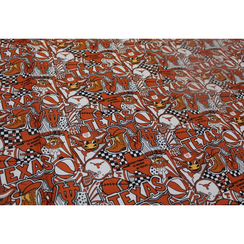 Texas Longhorns NCAA College Pop Art Sykel Cotton Fabric