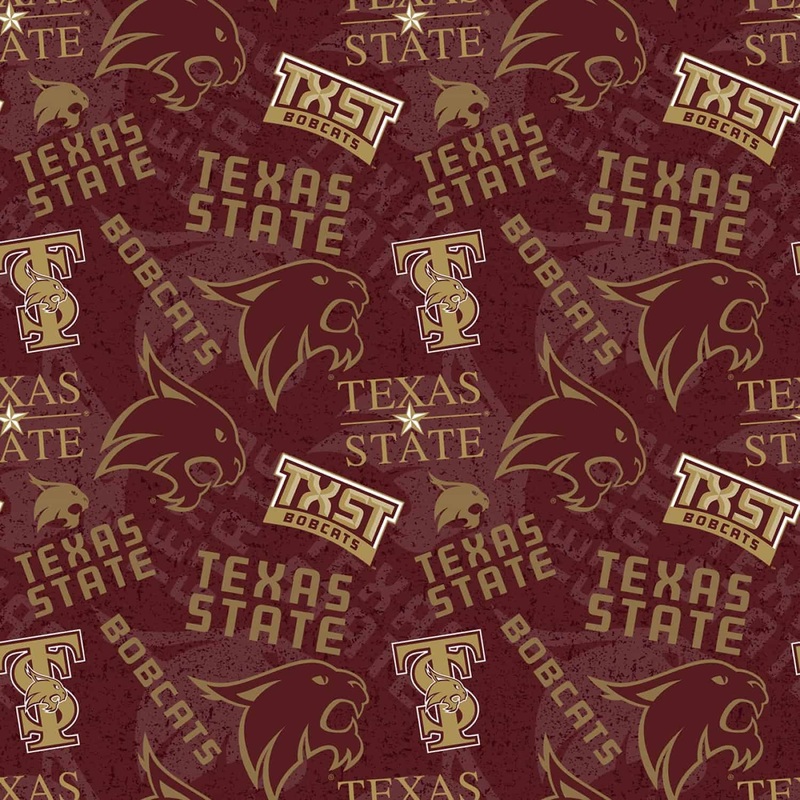 Texas State Bobcats NCAA College Tone on Tone Sykel Cotton Fabric