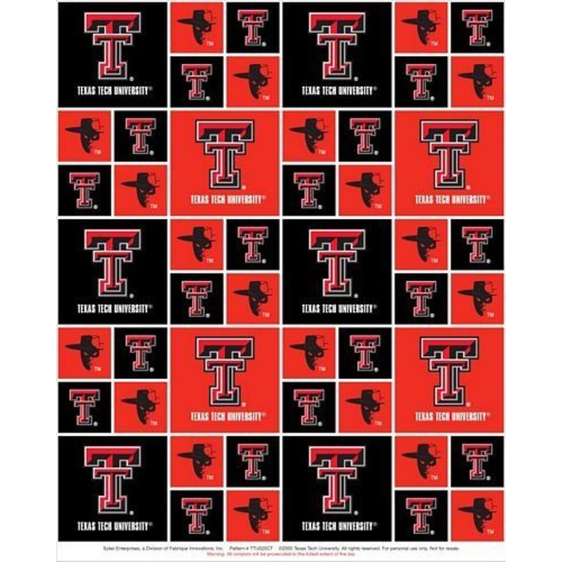 Texas Tech University Red Raiders NCAA College Box Sykel Cotton Fabric
