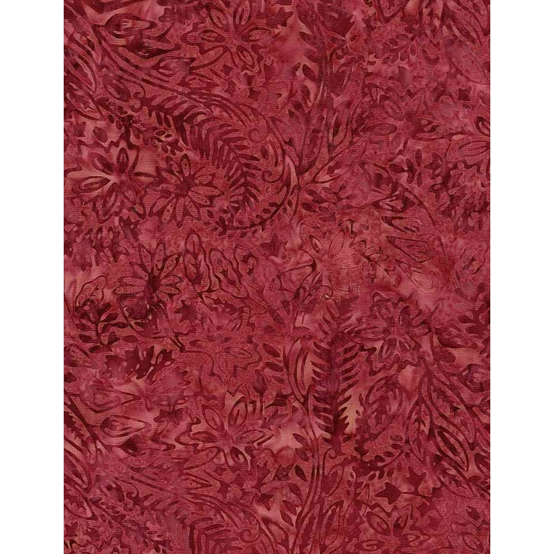 Tonga Evening Sky Batiks Garden Leaves Crimson Red Timeless Treasures Batik Cotton Fabric TT-TONGA-B4957-Crimson